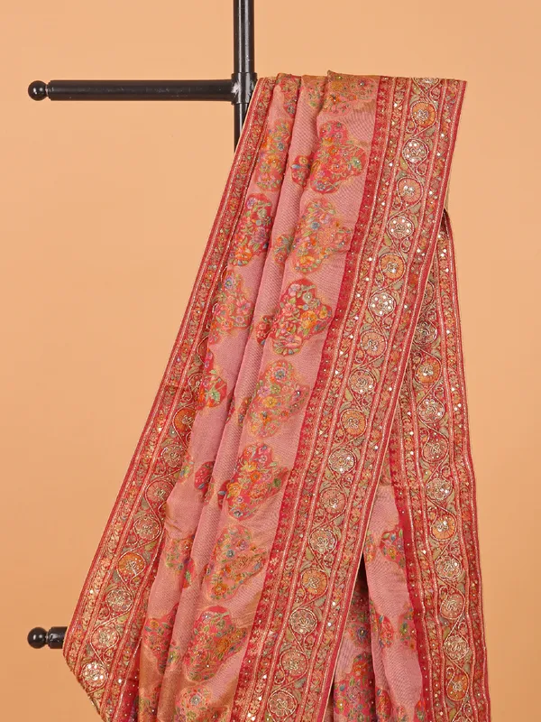 Maroon shimmer dola silk saree with zari weaving