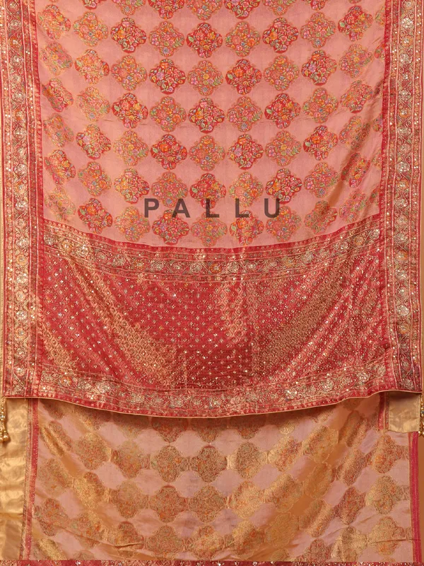 Maroon shimmer dola silk saree with zari weaving