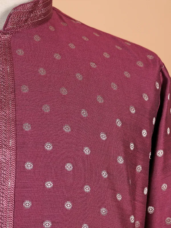 Maroon shining kurta suit for men