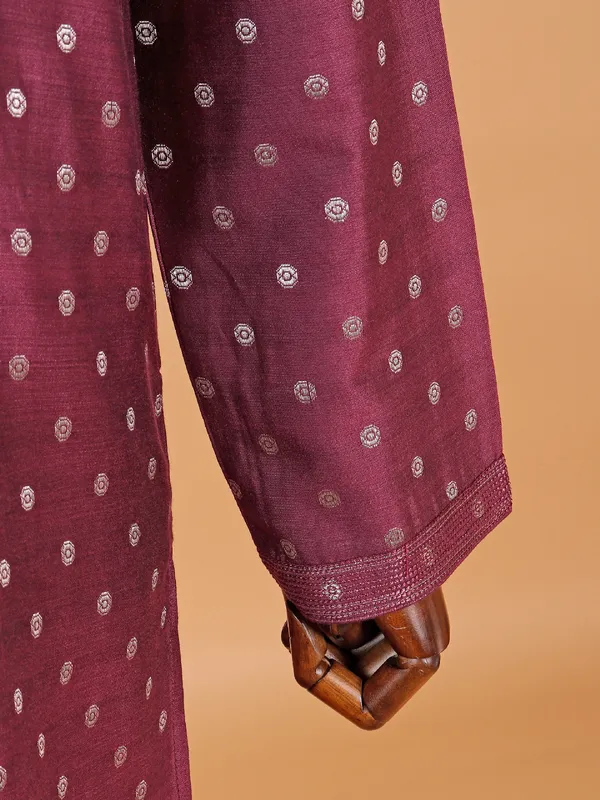 Maroon shining kurta suit for men