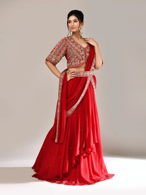 Maroon silk designer wedding lehenga choli