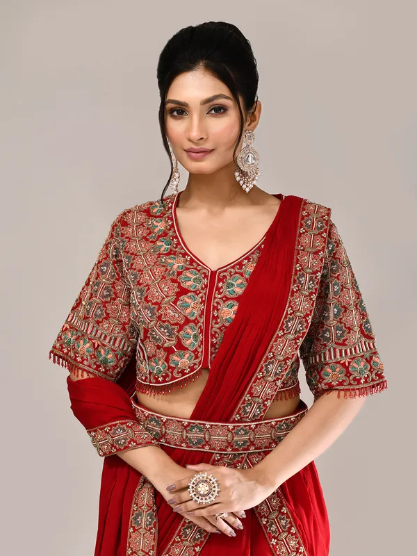 Maroon silk designer wedding lehenga choli