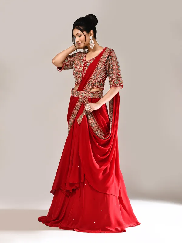 Maroon silk designer wedding lehenga choli