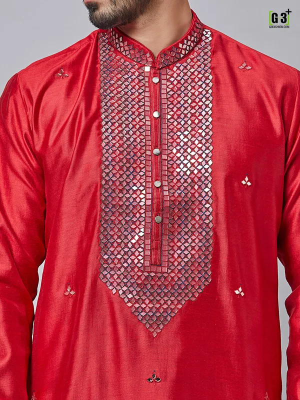 Maroon silk kurta suit for mens