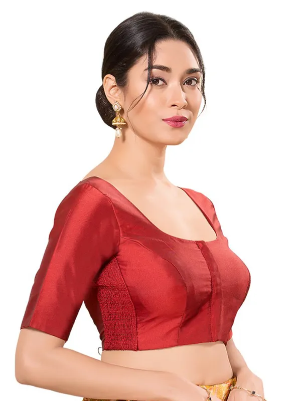 Maroon silk readymade blouse