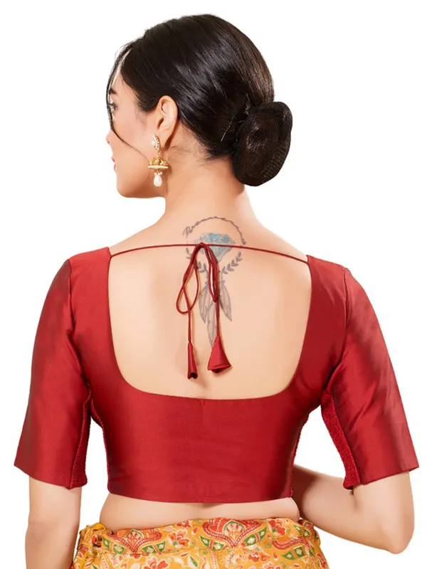 Maroon silk readymade blouse