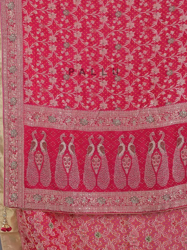Maroon silk saree with unstitched blouse