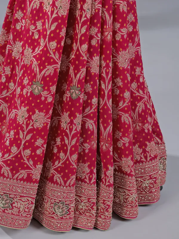 Maroon silk saree with unstitched blouse