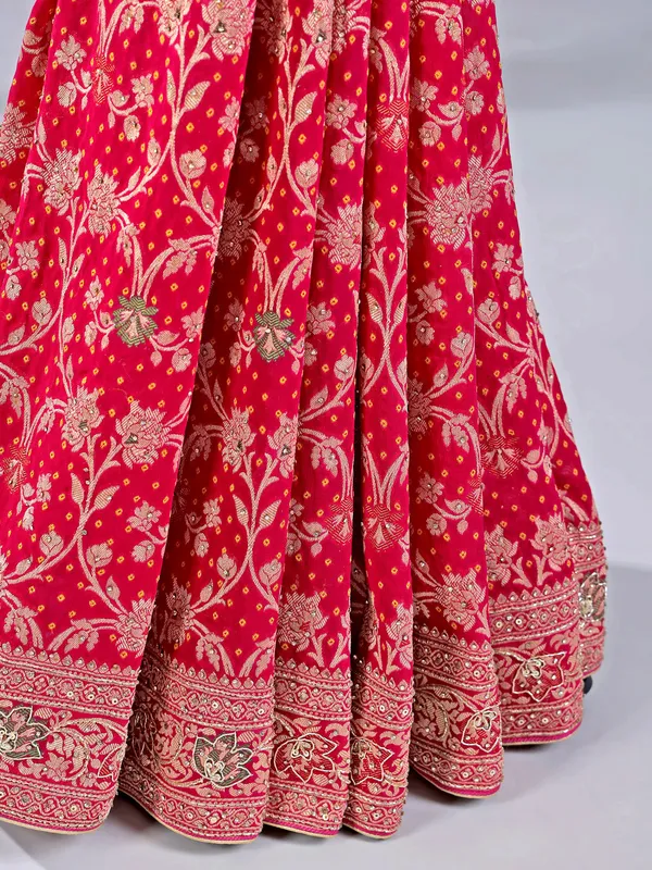 Maroon silk saree with unstitched blouse