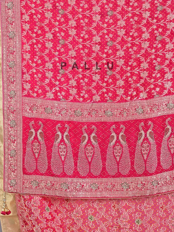 Maroon silk saree with unstitched blouse