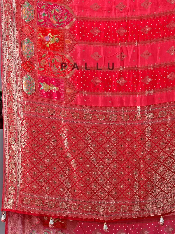 Maroon silk wedding wear saree with zari weaving