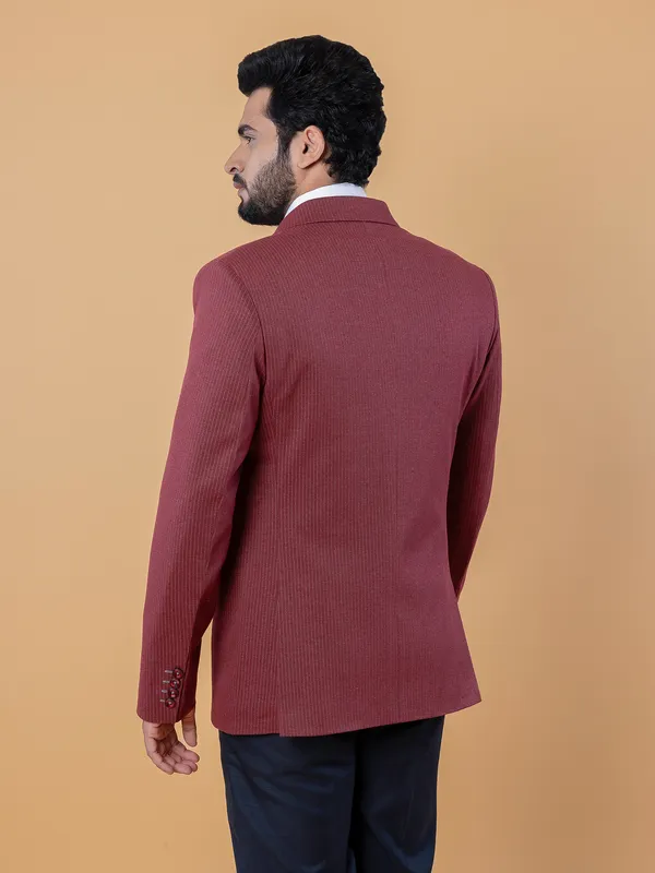 Maroon stripe terry rayon blazer