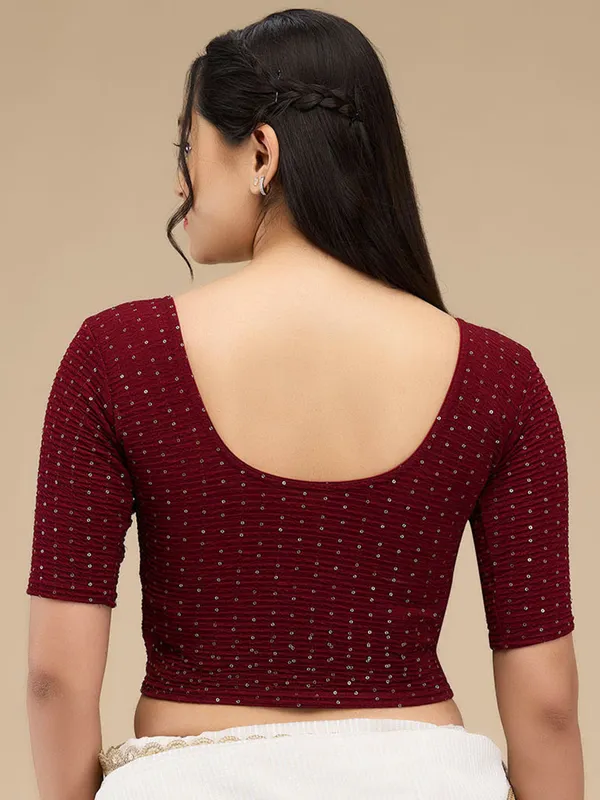 Maroon textured lycra blouse