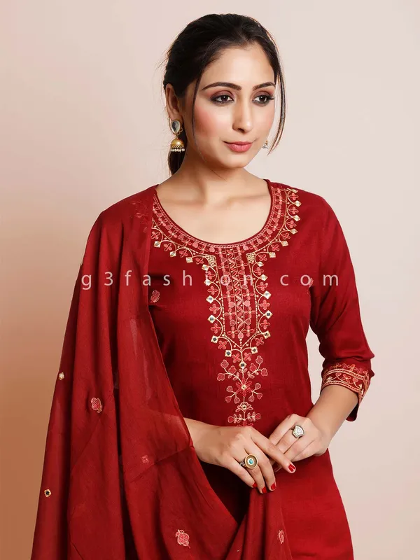 Maroon thread inflated festive wear pan tsuit