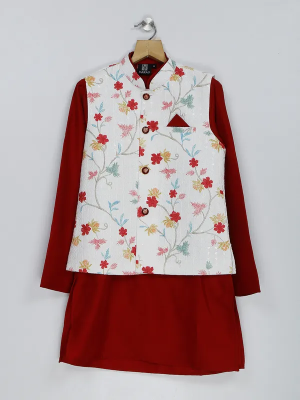Maroon wedding look silk waistcoat set