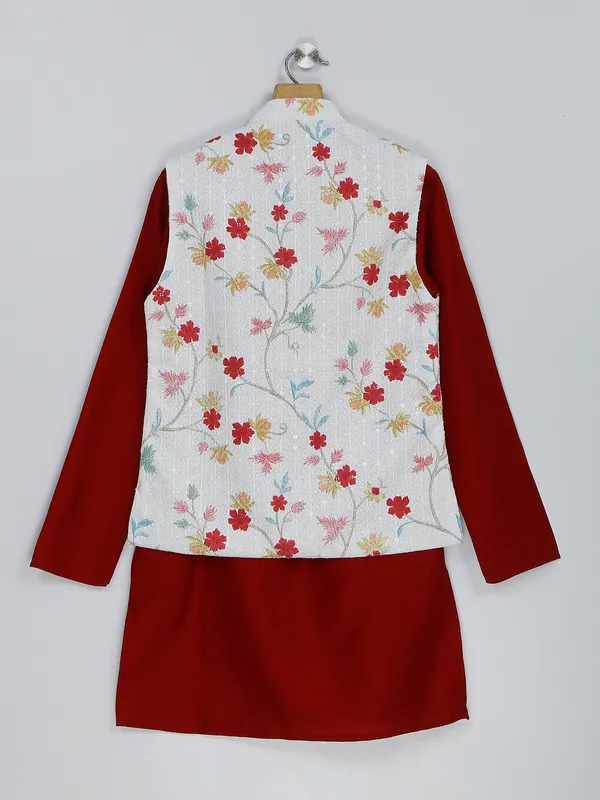 Maroon wedding look silk waistcoat set
