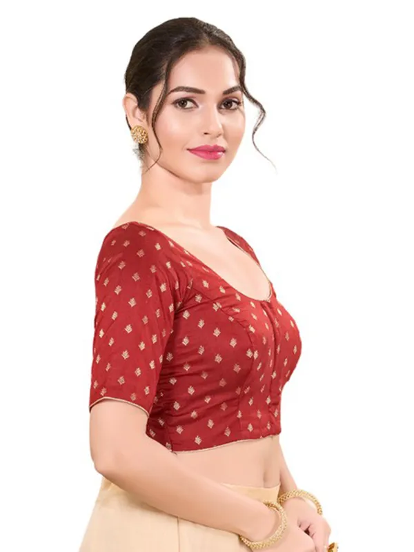 Maroon zari worked blouse in rich silk