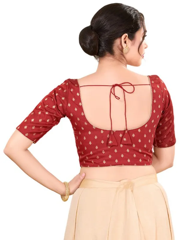 Maroon zari worked blouse in rich silk