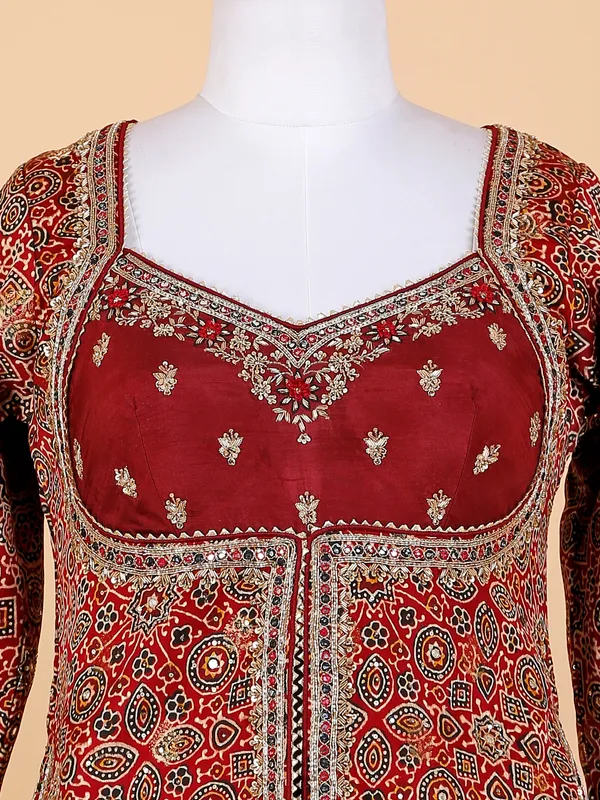 Marron silk lehenga choli with dupatta