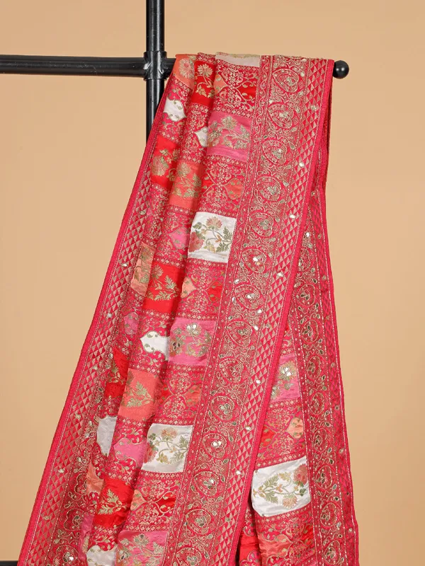 Masru silk red saree with zari work