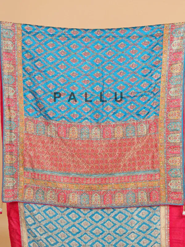 Masru silk teal blue saree for wedding
