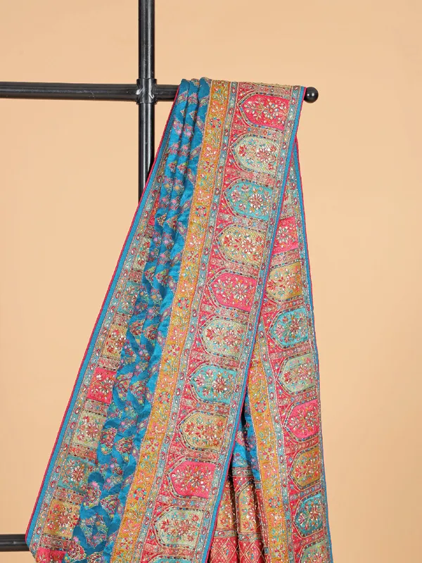 Masru silk teal blue saree for wedding