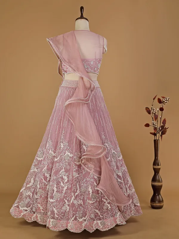 Mauve pink organza lehenga choli