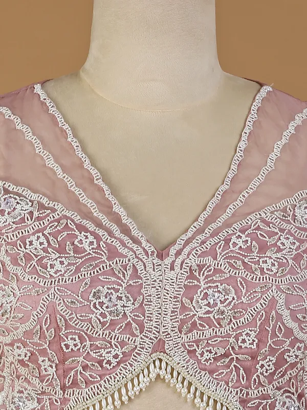 Mauve pink organza lehenga choli