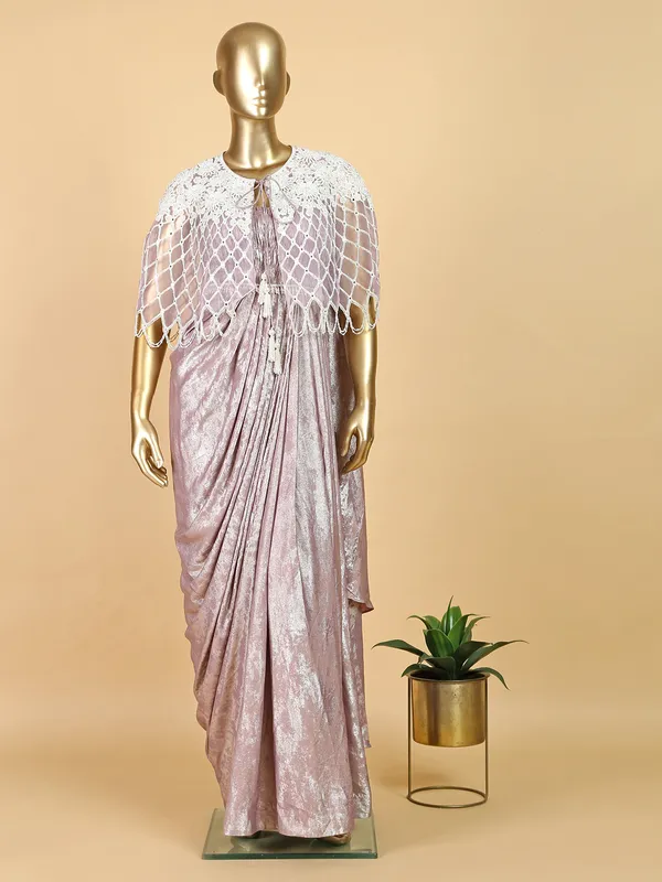 Mauve pink shimmer designer gown