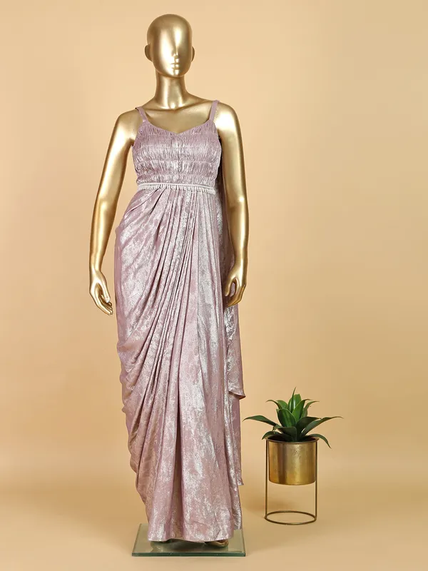 Mauve pink shimmer designer gown