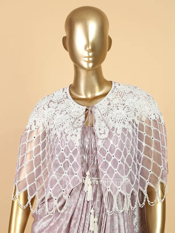 Mauve pink shimmer designer gown