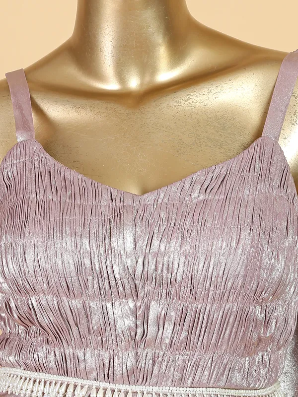 Mauve pink shimmer designer gown