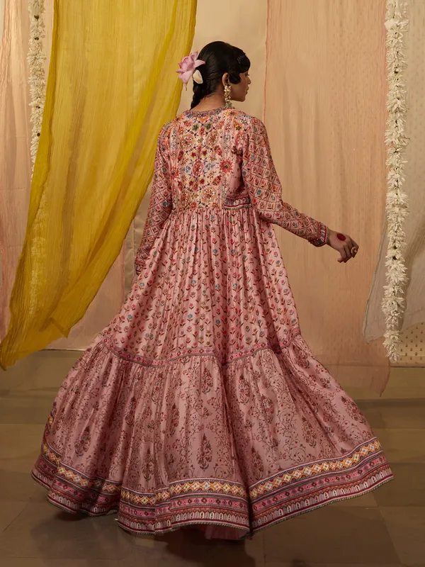 Mauve pink silk jacket style palazzo suit