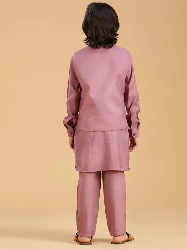 Mauve pink silk waistcoat set for wedding