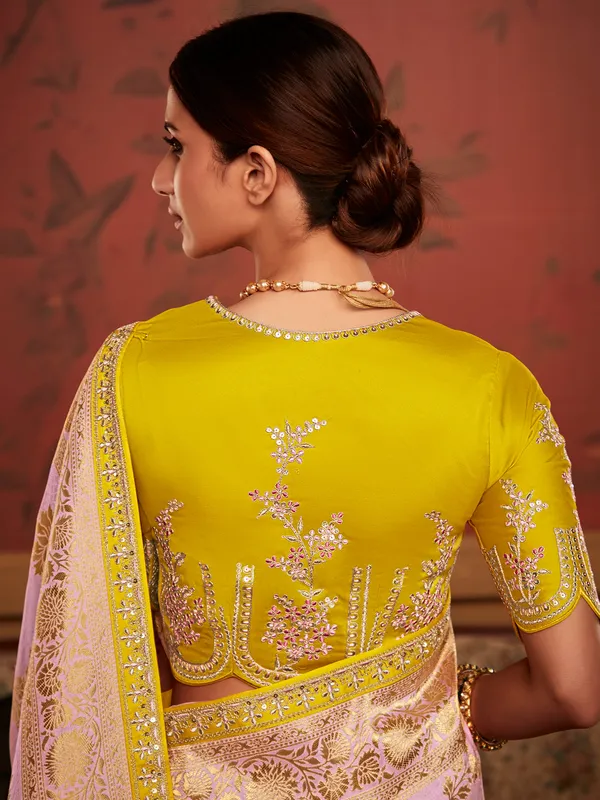 Violet zari weaving saree