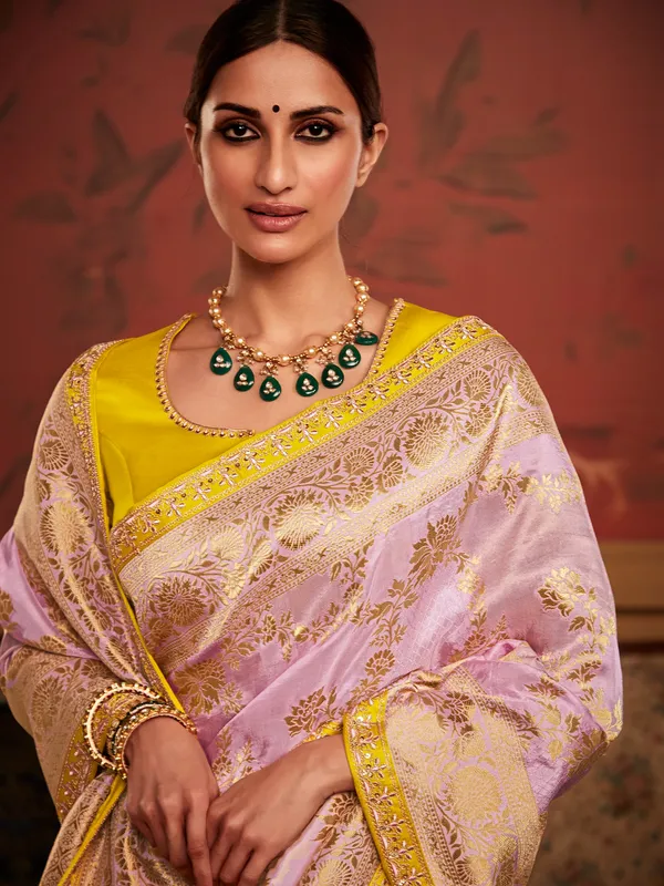 Violet zari weaving saree