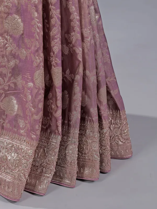 Mauve purple banarasi silk saree for weddings