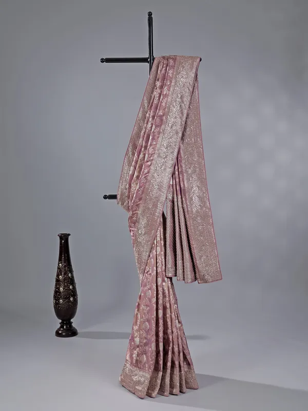 Mauve purple banarasi silk saree for weddings