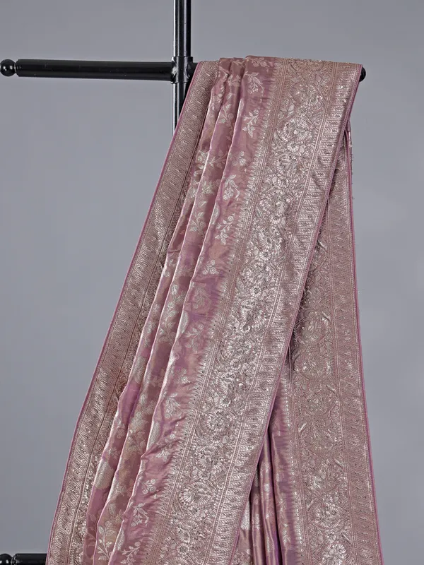 Mauve purple banarasi silk saree for weddings