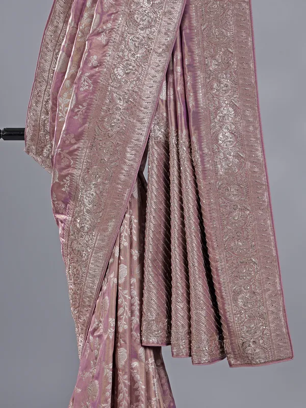 Mauve purple banarasi silk saree for weddings