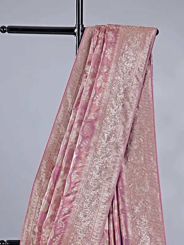 Mauve purple banarasi silk saree for weddings