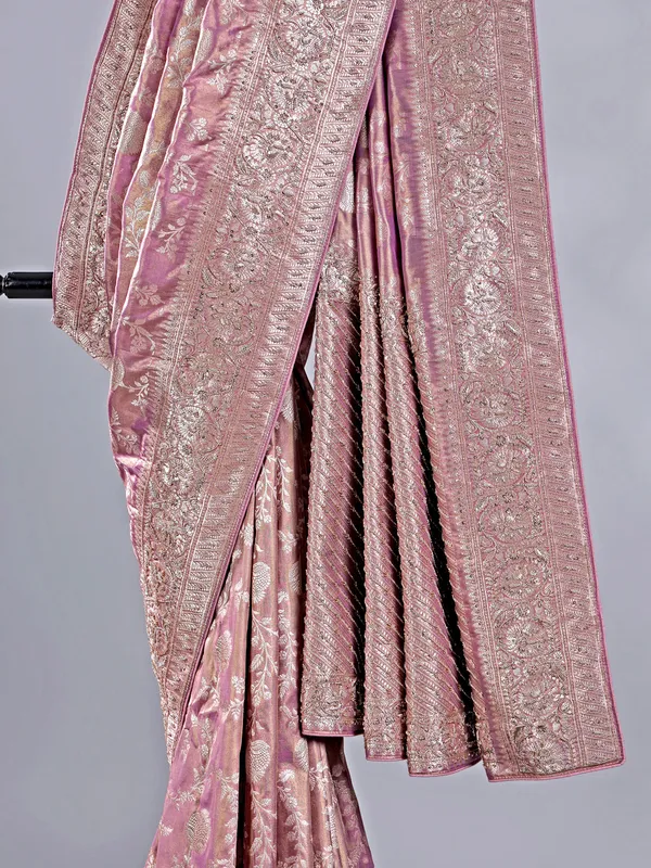 Mauve purple banarasi silk saree for weddings