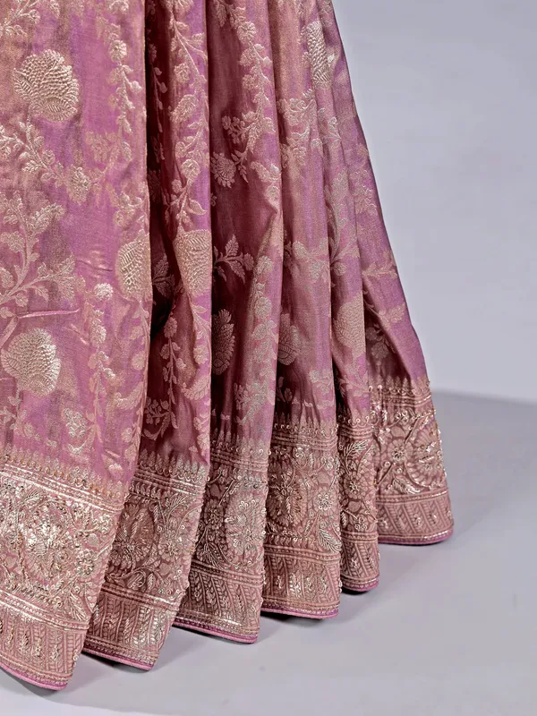 Mauve purple banarasi silk saree for weddings