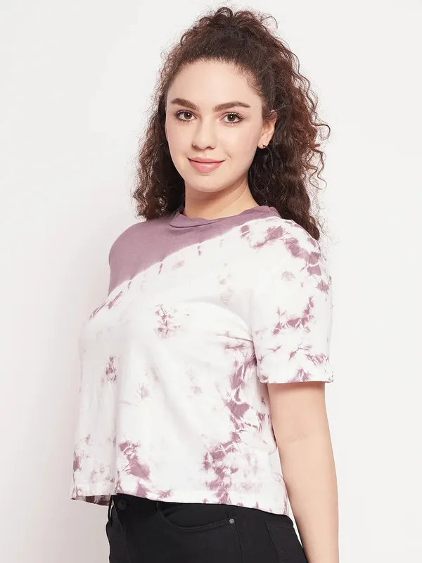 Mauve purple cotton printed top