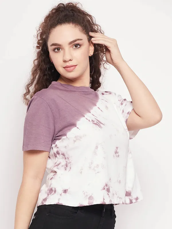 Mauve purple cotton printed top