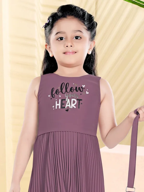 Mauve purple georgette frock for casual