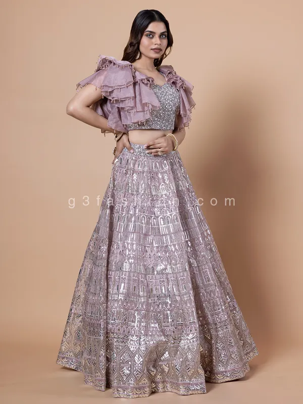 Mauve purple organza lehenga choli