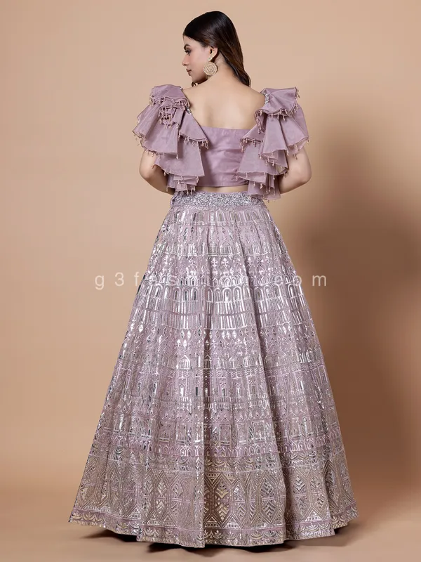 Mauve purple organza lehenga choli