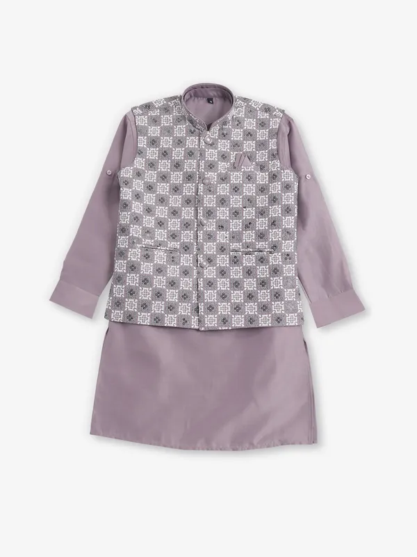 Mauve purple silk waistcoat set for wedding