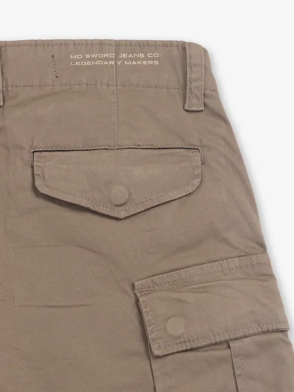 MD SWORD khakhi solid cargo jeans